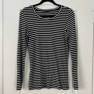 Nordstrom Caslon Black and White Striped Long Sleeve Top
